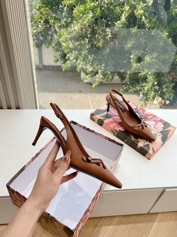DC 25 Satin Slingbacks Brown Cowhide & Sheepskin 962755