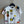 LV 25 Print Contrast Color Threaded Edge Collar T-shirt White Blue Cotton