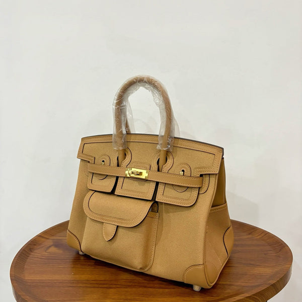 HM Birkin Cargo 25CM Handbag Sand Beige Swift Canvas