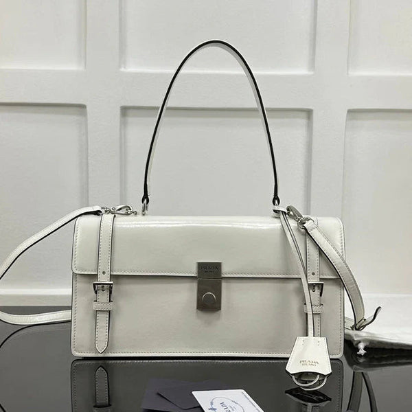 Prad 2026 Medium Shoulder Bag 32cm Patent Calfskin