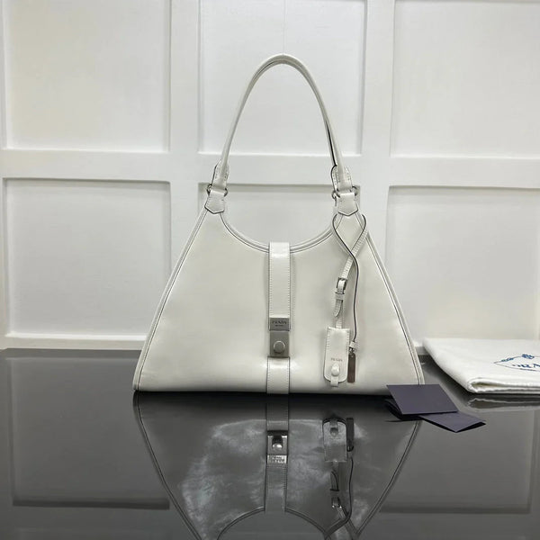 Prad 2026 Soft Lux Medium Tote Bag 39cm Patent Calfskin