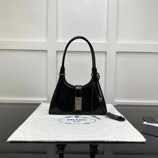 Prad 2026 Soft Lux Medium Tote Bag 26cm Patent Calfskin