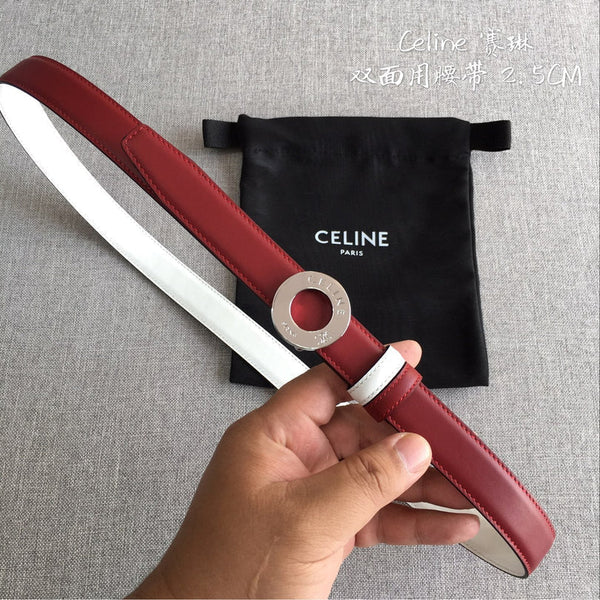 CL 2026 Disc Buckle & Reversible Strap Belt 2.5cm Leather