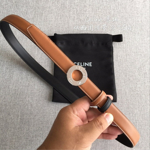 CL 2026 Disc Buckle & Reversible Strap Belt 2.5cm Leather