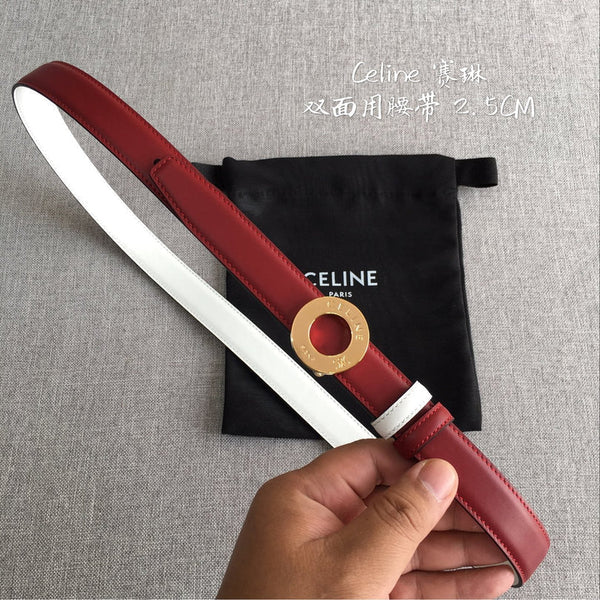 CL 2026 Disc Buckle & Reversible Strap Belt 2.5cm Leather