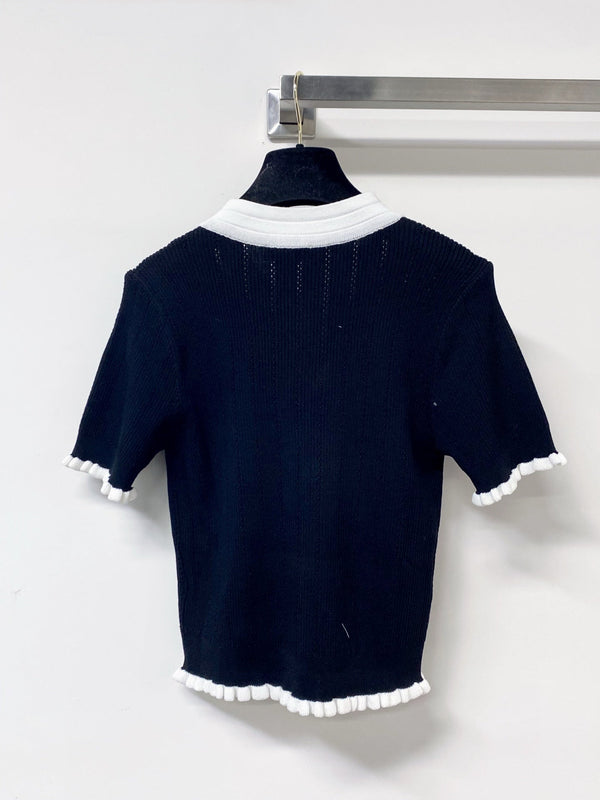 Balmain Cardigan Short-sleeved Shirt Black in Polyester 178809