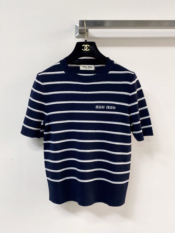 Miumiu Three-Color Short-Sleeve T-Shirt in Wool