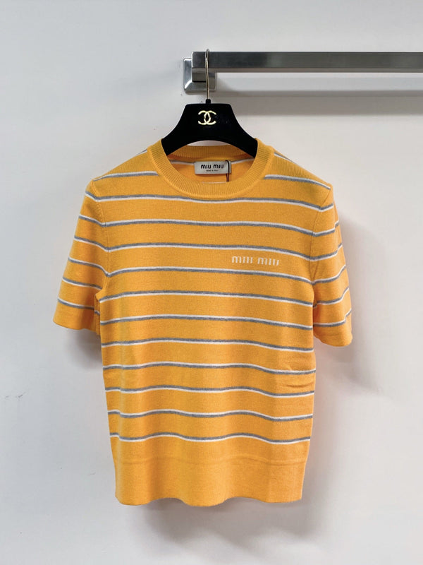 Miumiu Three-Color Short-Sleeve T-Shirt in Wool