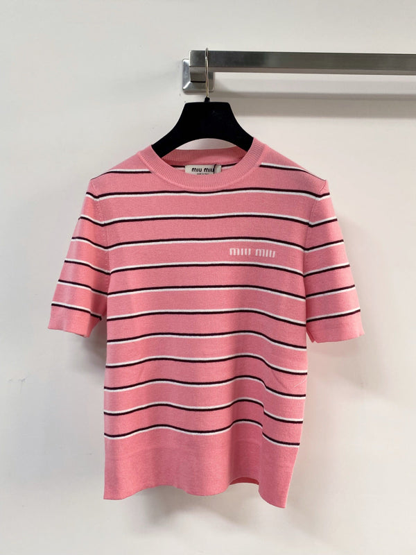 Miumiu Three-Color Short-Sleeve T-Shirt in Wool