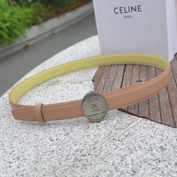 CL 2026 Double-sided Belt 2.5cm Cowhide Gold Silver Buckle