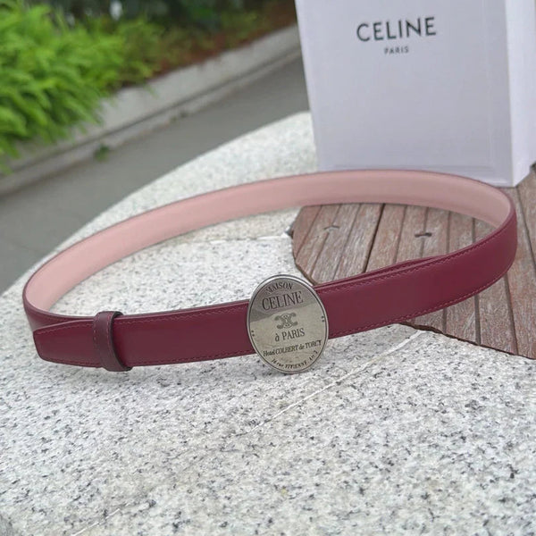CL 2026 Double-sided Belt 2.5cm Cowhide Gold Silver Buckle