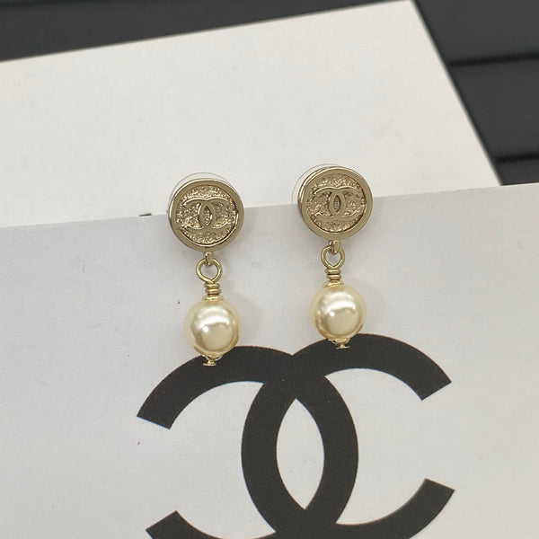 Chanel CC Pearl Earrings