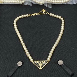 Prada Pendant Vintage Pearl Bead Necklace