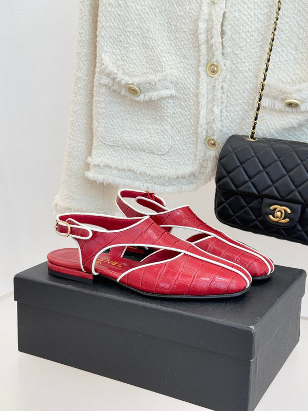 CC 26P T-Strap Flats Square Toe Calfskin 841980