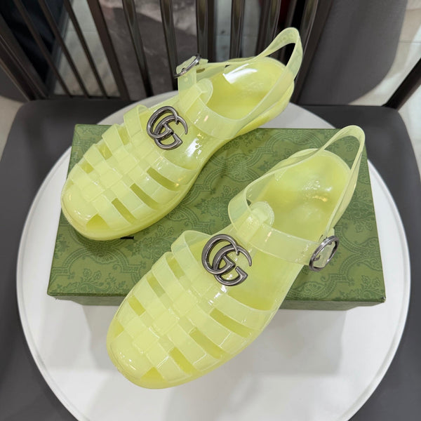 GG Sandals with Double G Light Yellow Sliver TPU 818208