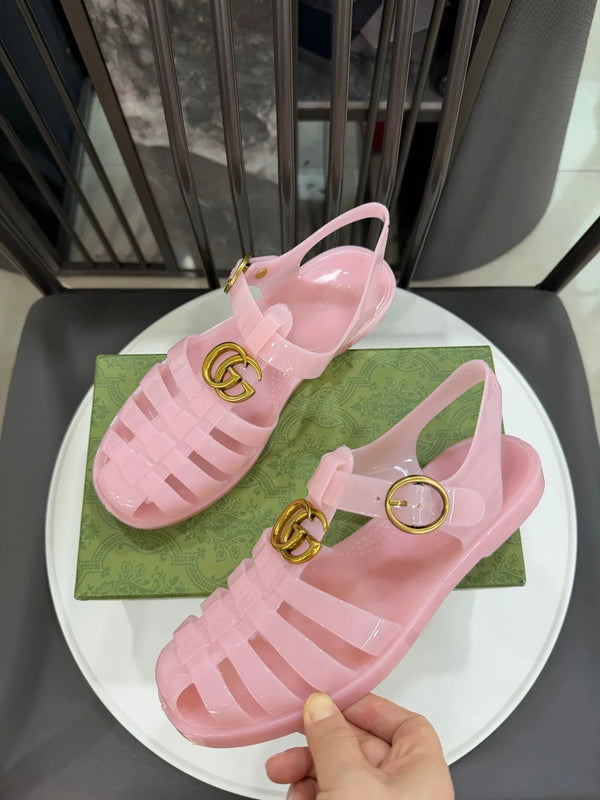 GG Sandals with Double G Light Pink Gold TPU 818203