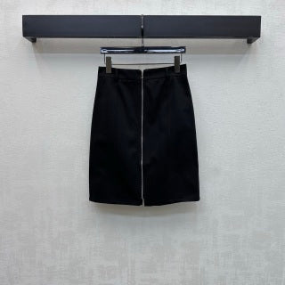 HM Straight-cut Zip-up Midi Skirt in Cotton