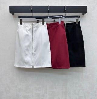 HM Straight-cut Zip-up Midi Skirt in Cotton