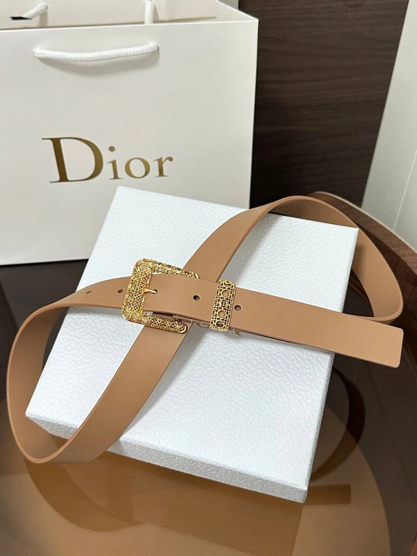 CD 2026 Cannage Belt 2.5cm Smooth Calfskin