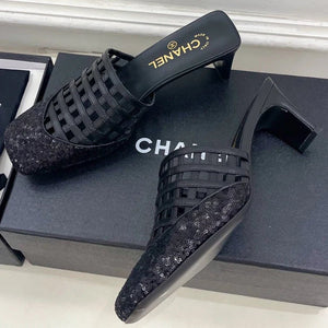 Chanel 2026 Square Toe Slippers Leather Sheepskin 831418
