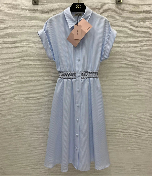 Miu 2026 Striped Dress Cotton 402676