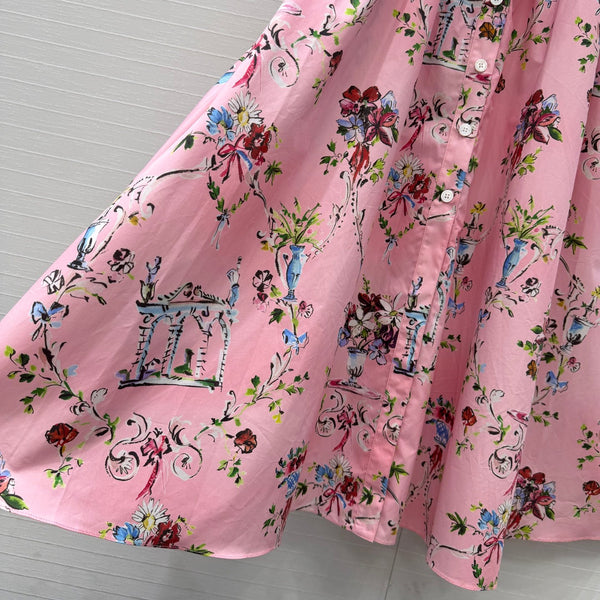 CD Dioriviera Arabesque Dress Pink Cotton 401991
