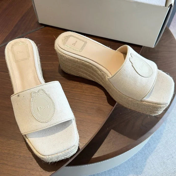 CD 26s Medaillon Wedge Sandals Slide 95mm Denim 976902