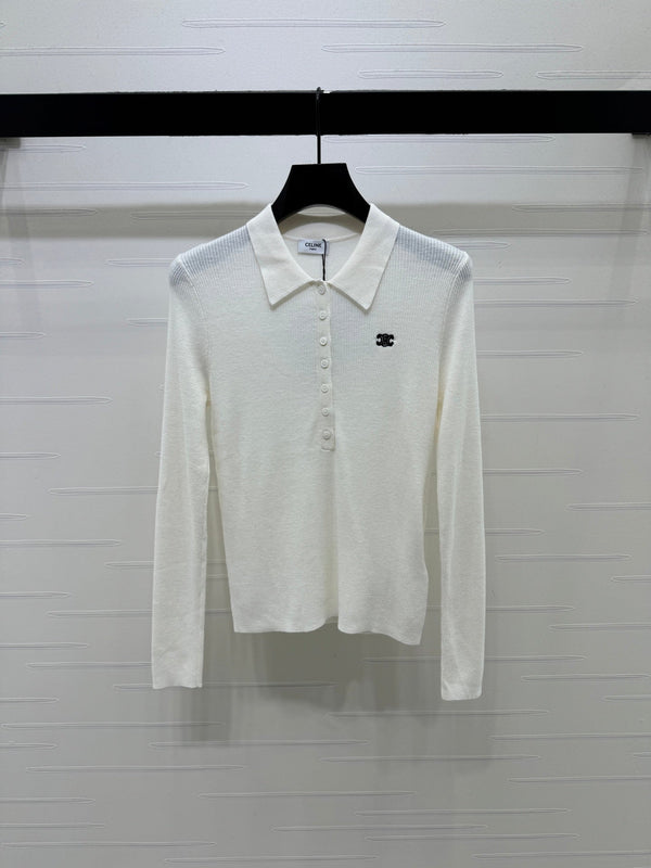 CE 26S Knit Polo Top Embroidered Emblem Tencel 430298