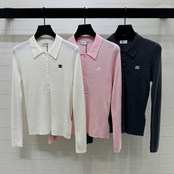 CE 26S Knit Polo Top Embroidered Emblem Tencel 430298