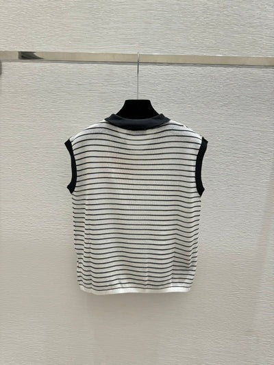 Miu 2026 Striped Sleeveless Knit Vest Cotton 341375