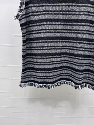 Miu 2026 Striped Knitted Vest Black Grey Wool Polyester 766322