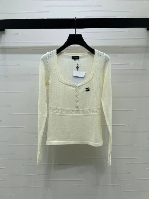 Chanel 2026 Square Knit Long-sleeved Top Wool 292169