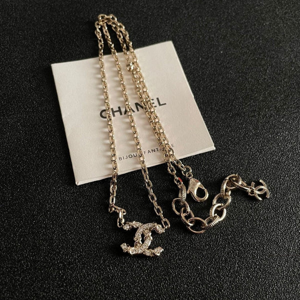 CC Vintage Double C Gold Diamond Necklaces