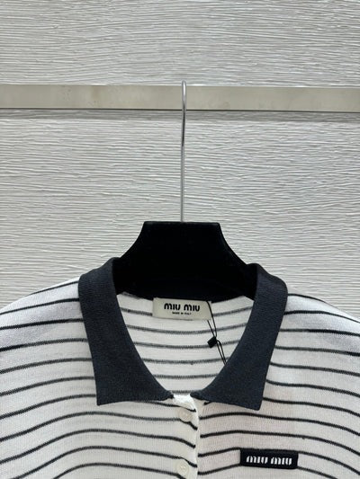 Miu 2026 Striped Sleeveless Knit Vest Cotton 341375