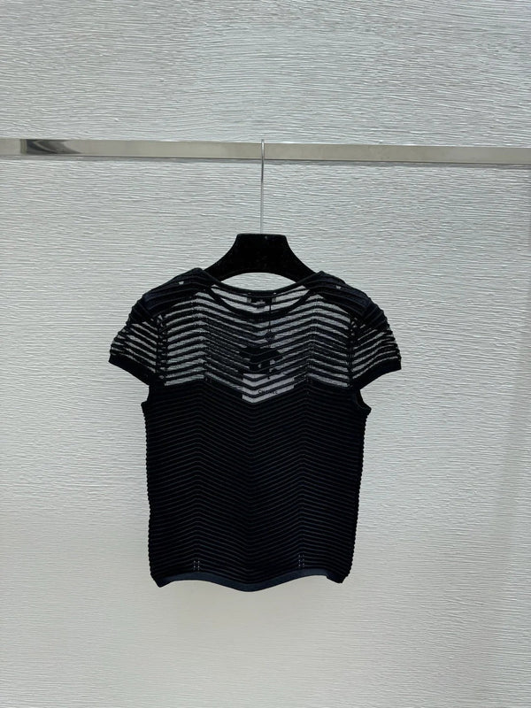 Chanel 2026 Hollow-Out Crew Neck Knitted Short-Sleeve Viscose Polyester 170694