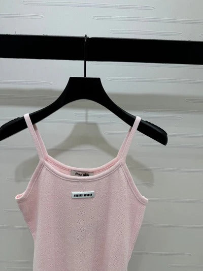 Miu 2026 Hollow Out Strappy Knitted Vest Wool Polester 375096