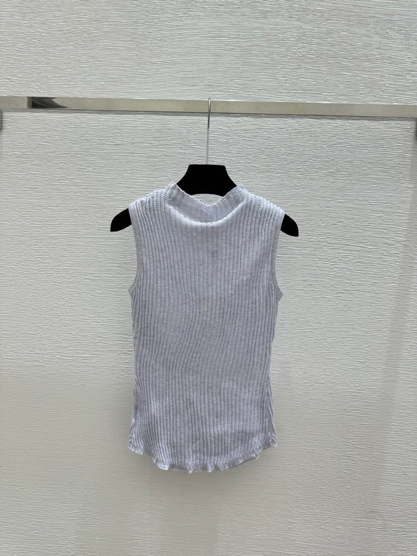 Chanel 2026 Floral Turtleneck Knitted Vest Wool 200735