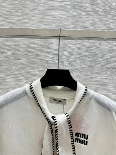 Miu 2026 Tie-Waist Crew Neck Knitted Vest Wool Cashmere 341448