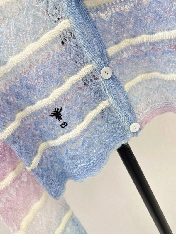 CD 2026 Striped Crew Neck Knit Cardigan Wool 787445