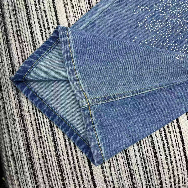 Chanel 2026 Straight-leg Jeans With Double C Logo And Rhinestone Embellishment