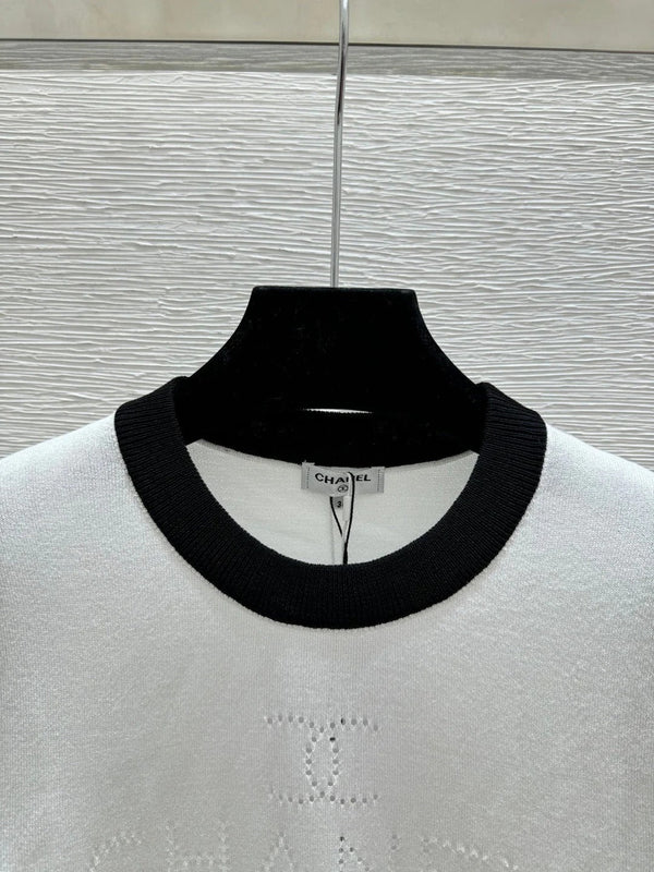 CC 2026 Simple Crew Neck Knitted Short-Sleeve Wool Tencel 397722