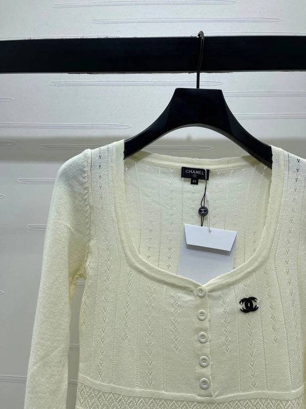 Chanel 2026 Square Knit Long-sleeved Top Wool 292169