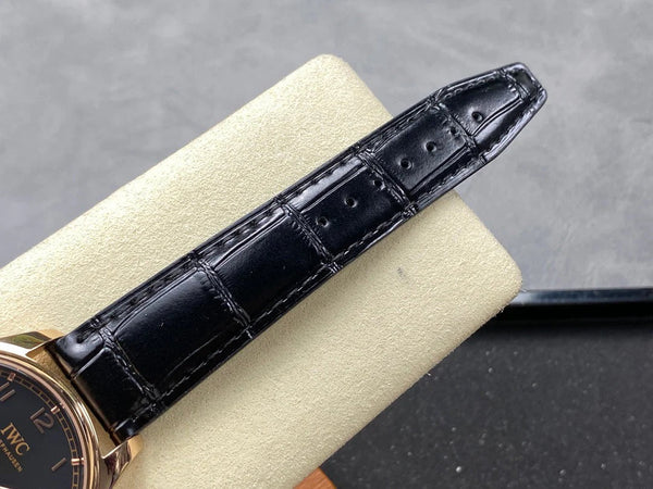 IWC Portuguese 40.4mm Black Dial Pink Gold Case Leather