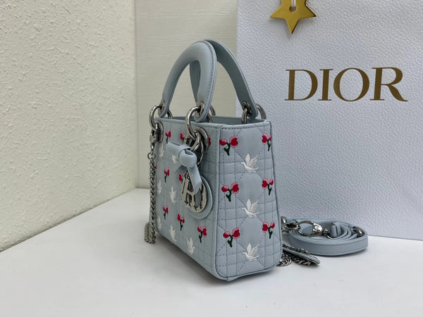 CD 2026 Bird Rose Design Lady Dior Bag Lambskin