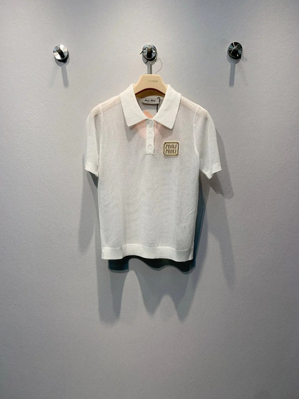 Miu 2026 Mesh Polo Shirt Tencel 648090