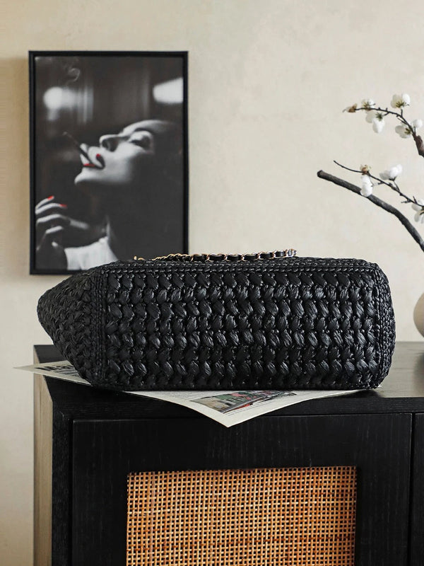 CC 26s Coco Beach Shopping Bag 35cm Black Raffia
