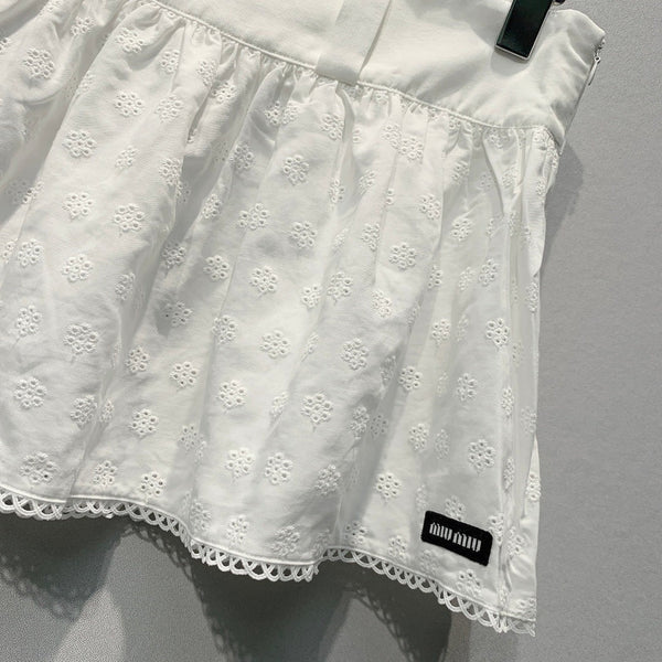 Miu 2026 White Lace Mini Skirt 400393