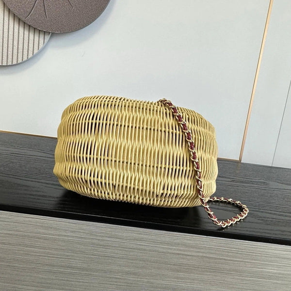 CC 26s Structured Basket Bag Beige Wicker Leather