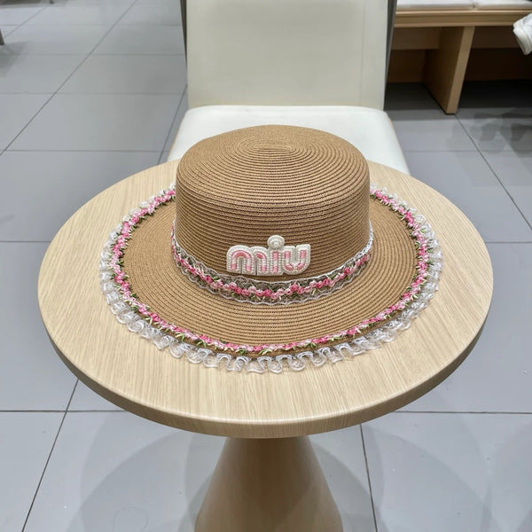 Miumiu Braided Straw-trimmed Bowl Hat 219091