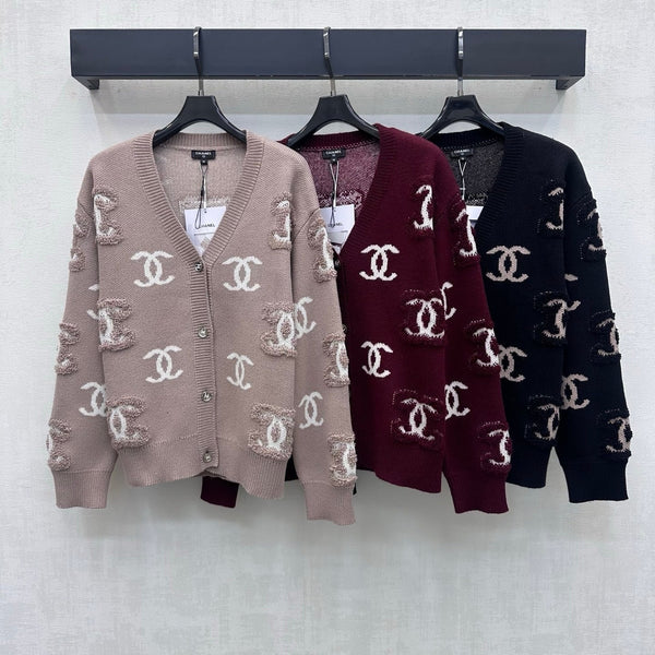 CC 2026 Jacquard Long-Sleeve Knit Cardigan Wool 418685